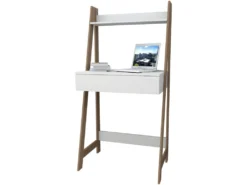 Bureau Secrétaire Blanc Et Châtaignier -Meubles Soldes Magasin meuble bureau 12290801