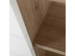 Bureau D'angle 139 Cm Finition Chêne Et Blanc Laqué 3 Tiroirs - ETHEL -Meubles Soldes Magasin meuble bureau 12339395