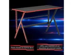 HOMCOM Bureau Gaming Racing Bureau Gamer Bureau Informatique Bracket Supports Casque Enceintes Porte-gobelet Métal Plateau MDF Texture Carbone Rouge Noir -Meubles Soldes Magasin meuble bureau 12446417