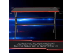 HOMCOM Bureau Gaming Racing Bureau Gamer Bureau Informatique Bracket Supports Casque Enceintes Porte-gobelet Métal Plateau MDF Texture Carbone Rouge Noir -Meubles Soldes Magasin meuble bureau 12446419