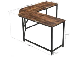 STELLY - Bureau D'angle Style Rustique Bureau - 149x149x75 Cm - Large Plateau -Meubles Soldes Magasin meuble bureau 12447035