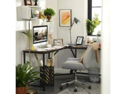 STELLY - Bureau D'angle Style Rustique Bureau - 149x149x75 Cm - Large Plateau -Meubles Soldes Magasin meuble bureau 12447037