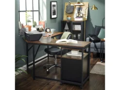 STELLY - Bureau D'angle Style Rustique Bureau - 149x149x75 Cm - Large Plateau -Meubles Soldes Magasin meuble bureau 12447039