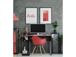 Table Gaming Pour PC Noire Rouge En Bois Moderne Avec Accessoires