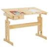 Bureau Enfant écolier Junior FLEXI Table à Dessin Réglable En Hauteur Et Pupitre Inclinable Avec 1tiroir En Pin Massif Vernis Nature