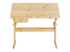 Bureau Enfant écolier Junior FLEXI Table à Dessin Réglable En Hauteur Et Pupitre Inclinable Avec 1tiroir En Pin Massif Vernis Nature -Meubles Soldes Magasin meuble bureau 12851107