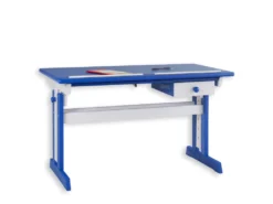 Bureau Enfant écolier Junior FLEXI Table à Dessin Réglable En Hauteur Et Pupitre Inclinable Avec 1 Tiroir En Pin Lasuré Blanc Bleu -Meubles Soldes Magasin meuble bureau 12851177