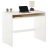 Bureau ALICE Table De Travail Avec 1 Niche De Rangement Sous Le Plateau, En Pin Massif Lasuré Blanc