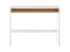 Bureau ALICE Table De Travail Avec 1 Niche De Rangement Sous Le Plateau, En Pin Massif Lasuré Blanc -Meubles Soldes Magasin meuble bureau 12851339