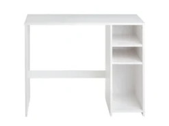 Bureau LIAM Avec Rangement Caisson Avec 2 étagères Réglables En Hauteur, En Pin Massif Lasuré Blanc -Meubles Soldes Magasin meuble bureau 12851465