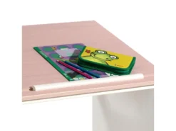 Bureau Enfant écolier Junior KEVIN Pupitre Inclinable Avec 3 Tiroirs 1 Casier En Pin Massif Lasuré Blanc Et Rose -Meubles Soldes Magasin meuble bureau 12851525