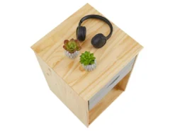 Caisson De Bureau KANO, Meuble De Rangement Sur Roulettes Avec 2 Tiroirs Et 1 Niche, En Pin Massif Naturel Et Gris -Meubles Soldes Magasin meuble bureau 12852509