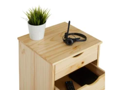 Caisson De Bureau KANO, Meuble De Rangement Sur Roulettes Avec 2 Tiroirs Et 1 Niche, En Pin Massif Naturel -Meubles Soldes Magasin meuble bureau 12852689