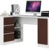 BALAUR - Bureau D'angle Style Moderne - 155x77x85 - 3 Tiroirs+1 Porte