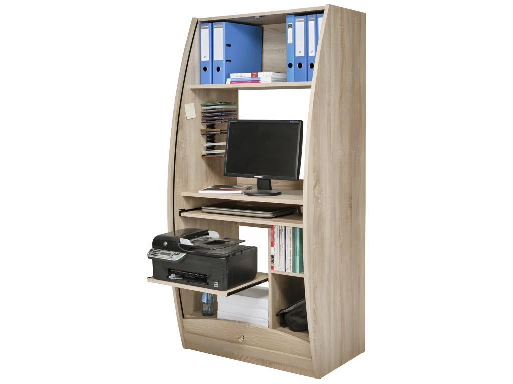 Armoire Informatique Galbée 80 Cm Chêne 6 Niches 1 Armoire Informatique Galbée 80 Cm Chêne 6 Niches