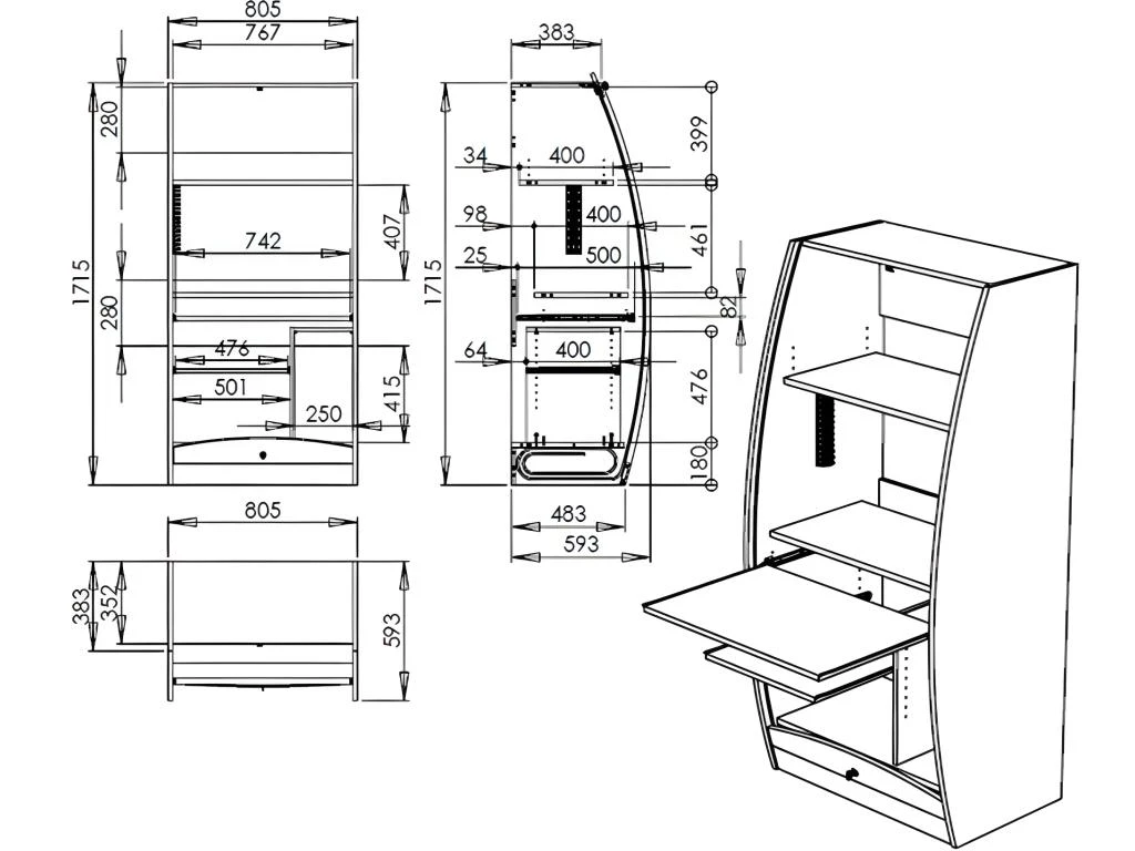 Armoire Informatique Galbée 80 Cm Chêne 6 Niches 4 Armoire Informatique Galbée 80 Cm Chêne 6 Niches – Image 4