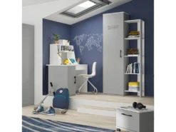 Bureau Avec Rangements Iséo Blanc Et Gris Clair -Meubles Soldes Magasin meuble bureau 13069643