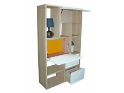 Composition Secrétaire Chêne Blanchi Massif Et Laqué, 2 Tiroirs, 1 Abattant, 1 Relevant - 108L X 38P -Meubles Soldes Magasin meuble bureau 13135511