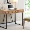 Bureau Avec 3 Tiroirs - MDF Et Métal - Coloris : Naturel Et Noir - AKIVI