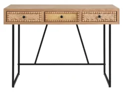 Bureau Avec 3 Tiroirs - MDF Et Métal - Coloris : Naturel Et Noir - AKIVI -Meubles Soldes Magasin meuble bureau 13226667
