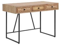 Bureau Avec 3 Tiroirs - MDF Et Métal - Coloris : Naturel Et Noir - AKIVI -Meubles Soldes Magasin meuble bureau 13226669