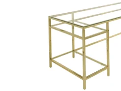 Bureau Avec 2 étagères - Verre Trempé Et Acier - Doré - TIZIO De Pascal Morabito -Meubles Soldes Magasin meuble bureau 1348645