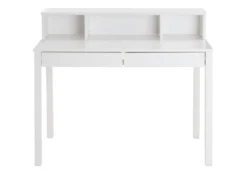 Bureau LENNOX Avec Rangement 2 Tiroirs Et 3 Niches, En Pin Massif Lasuré Blanc -Meubles Soldes Magasin meuble bureau 13491913