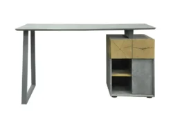 Bureau 1 Porte 1 Tiroir - Decor Bois Blanc Et Gris - L 140 X P 60 X H 75 - COLOGNE