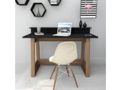 Bureau Gamer Avec Surmeuble 135 Cm Chêne Et Noir -Meubles Soldes Magasin meuble bureau 15671447