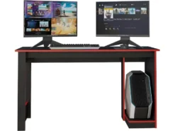 Bureau Gamer Noir Et Rouge 136 Cm -Meubles Soldes Magasin meuble bureau 15671457
