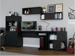 Bureau Gamer 136 Cm Noir 1 Niche -Meubles Soldes Magasin meuble bureau 15671465