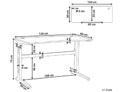 Bureau Gamer éclairage LED 120 X 60 Cm Noir DEXTER -Meubles Soldes Magasin meuble bureau 17130167