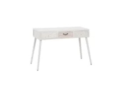 Bureau 3 Tiroirs Bois Clair/Blanc - LINO