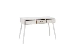Bureau 3 Tiroirs Bois Clair/Blanc - LINO 8 Bureau 3 Tiroirs Bois Clair/Blanc - LINO -Meubles Soldes Magasin meuble bureau 17636305