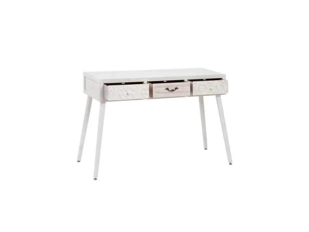 Bureau 3 Tiroirs Bois Clair/Blanc - LINO 3 Bureau 3 Tiroirs Bois Clair/Blanc - LINO – Image 3
