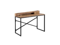 Bureau 2 Tiroirs 1 Niche Bois De Manguier/Métal - LEKNU