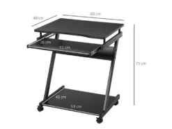 Bureau Informarique Roulant ZOLA Noir -Meubles Soldes Magasin meuble bureau 19170215