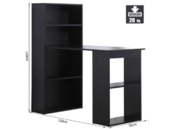 Bureau Multi-rangement Elina Noir -Meubles Soldes Magasin meuble bureau 19170343