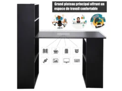 Bureau Multi-rangement Elina Noir -Meubles Soldes Magasin meuble bureau 19170345