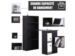 Bureau Multi-rangement Elina Noir -Meubles Soldes Magasin meuble bureau 19170347