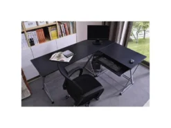 Bureau Informatique – Noir/gris -Meubles Soldes Magasin meuble bureau 19193279