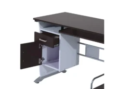 Bureau Informatique MDF Brun-noir Et Blanc -Meubles Soldes Magasin meuble bureau 19193337