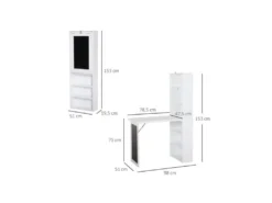 Bureau Mural Bibliothèque FLORY Blanc -Meubles Soldes Magasin meuble bureau 19193515