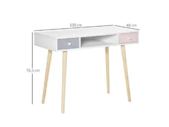 Bureau Scandinave Enfant ALIX Blanc Rose Gris -Meubles Soldes Magasin meuble bureau 19193597