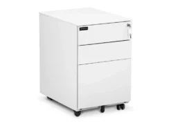 Caisson Mobile Avec Tiroirs Verrouillable - 85 Kg - 5 Roulettes Blanc 14_0006038