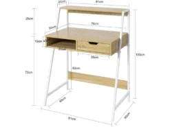 Bureau Informatique Table De Bureau Secrétaire Table Plan De Travail Avec Tiroir, étagère, FWT63-N -Meubles Soldes Magasin meuble bureau 19310971
