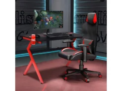 Gaming,bureau De Jeu Pour Gamer En Mdftubes En Acier Avec Porte-gobelet -Meubles Soldes Magasin meuble bureau 19408209