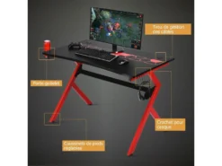 Gaming,bureau De Jeu Pour Gamer En Mdftubes En Acier Avec Porte-gobelet -Meubles Soldes Magasin meuble bureau 19408211