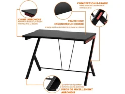 Bureau Gaming 116 X 75 Cm, Bureau Gamer Avec Cadre En Métal En Forme De R -Meubles Soldes Magasin meuble bureau 19408229