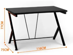 Bureau Gaming 116 X 75 Cm, Bureau Gamer Avec Cadre En Métal En Forme De R -Meubles Soldes Magasin meuble bureau 19408231